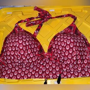 Cacique Red and White Bikini Top